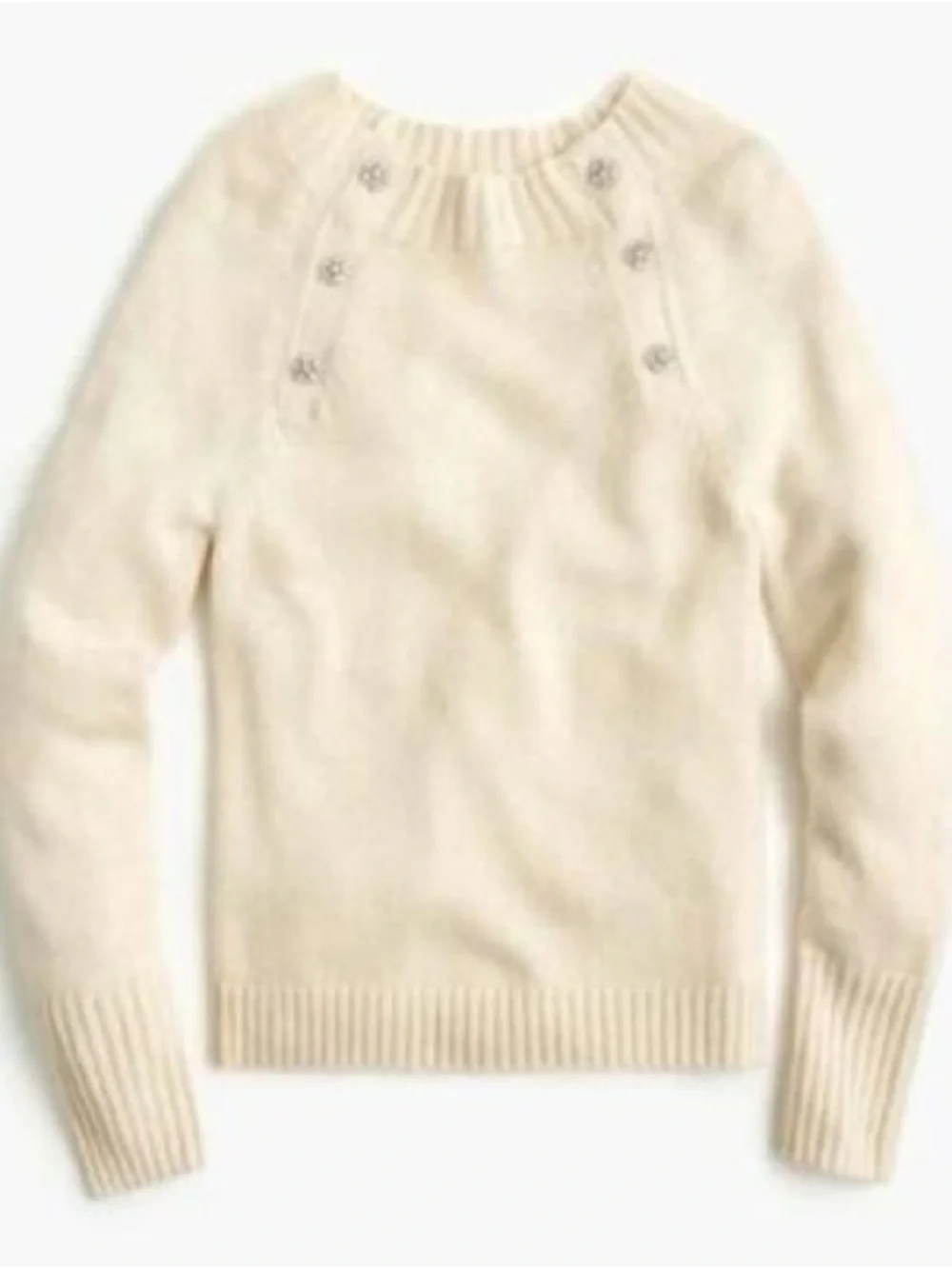 J. Crew Cream Sweater with Jeweled Buttons